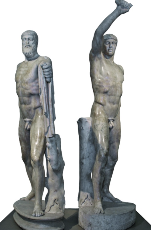 <p>Roman marble copy of statue of the Tyrannicides by Kritias</p><p>and Nesiotes</p>