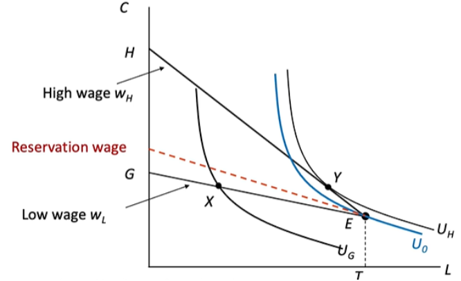 <p><span style="background-color: transparent;">The reservation wage is the lowest wage rate that leaves an individual indifferent between working and not working.</span></p>