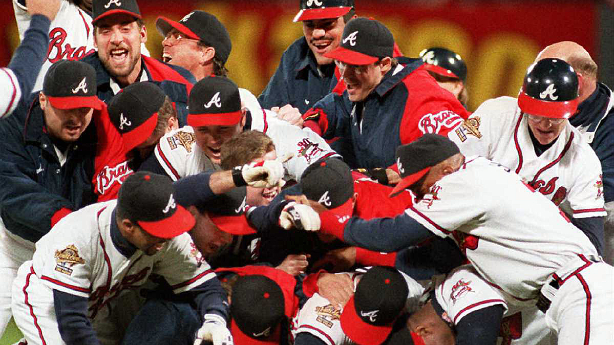 <p><strong>Atlanta Braves</strong> over CLE in 6 (CY SP Greg Maddux, SP Tom Glavine, SP John Smoltz) (3rd franchise title)</p>