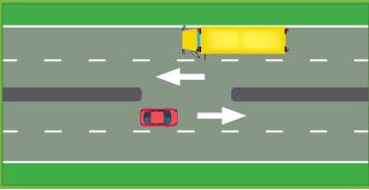 <p>Does the red car need to stop?</p>