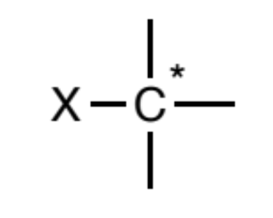 <p>a halogen (F, Cl, Br, I) bonded to a sp3 carbon. Further,</p><p>that carbon may not be attached to any atom types other than carbon and hydrogen.</p>