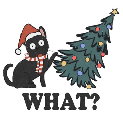 <p>Cake The Cat knocked ____ the Christmas Tree</p>