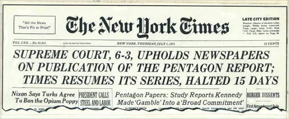 <p><span style="font-size: medium;">Focuses on the <strong>Freedom of the Press</strong></span>. <span style="font-size: medium;">Struck down the government's attempt at <strong>prior restraint </strong>(censorship before publication), ruling that the government failed to prove publishing the classified papers threatened national security.</span></p>