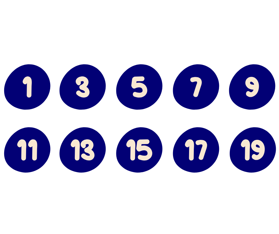 <p>Numbers that are not divisible by $$2$$ (divided into $$2$$ groups). Example: $$1, 3, 5, 7, 9$$.</p>