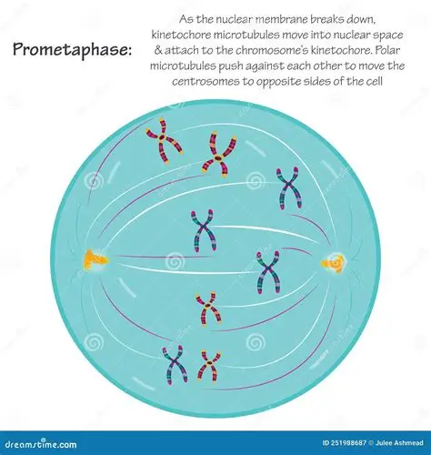 <p>Prometaphase: Chromosome ___ to ___ at the ___. Each chromosome is oriented such that the ___ of ___ ___ are ___ ___ ___ from ___ ___. Chromosomes move to ___ of cell.</p>
