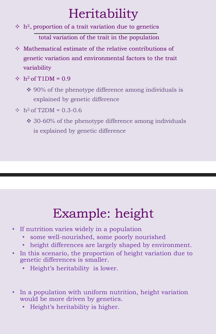<p>Basically estimate of relative contribution of genetic variation and environmental factor </p><p></p><p></p>