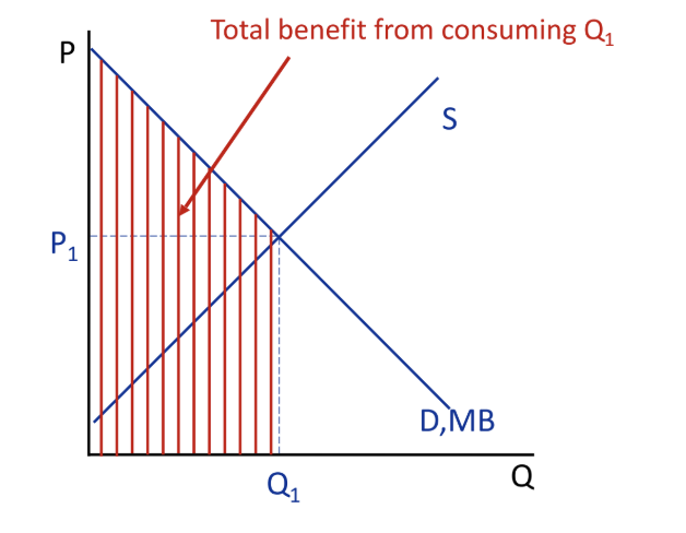 <p>Area under the demand curve up to the specific quantity </p>