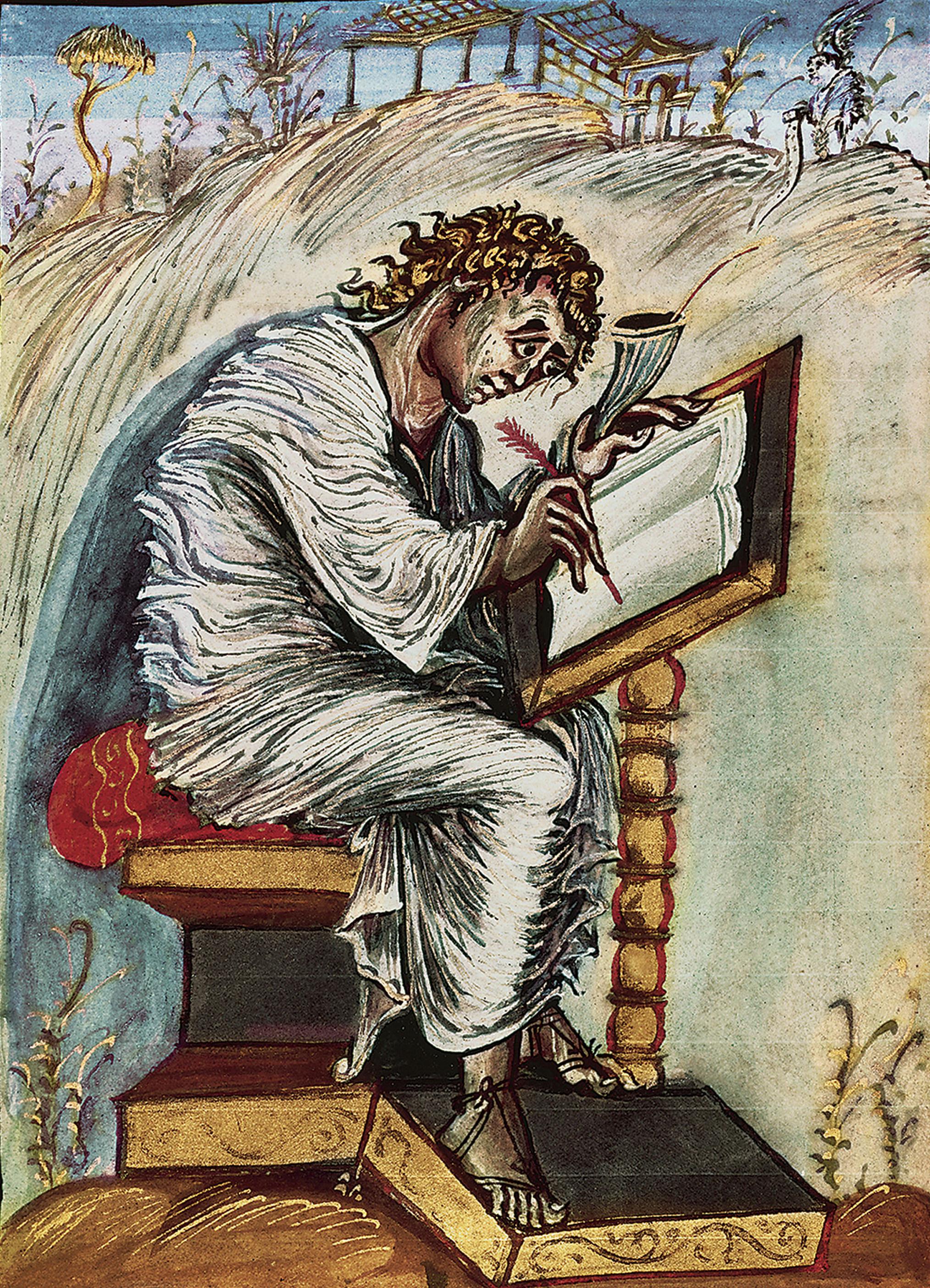 <p>Ebbo Gospels (11.14), Expressive Carolingian manuscript style.</p>