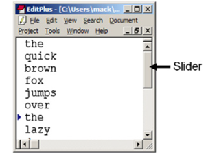 <p><span>The scroll bar is both a display and a control. Explain this statement.</span></p>