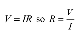 <p>V = voltage</p><p>I = current</p><p>R = resistance </p>