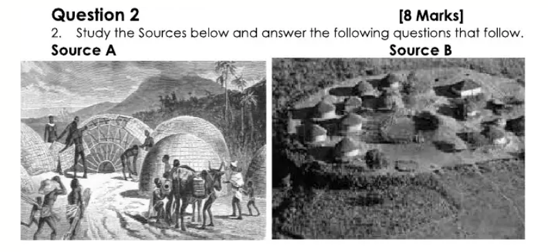 <p>Look at the features of each of the above pics. How do Pic A tell us about the lifestyle of the Khoikhoi people?</p>
