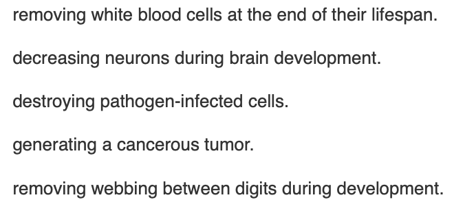 <p><span>Each of the following involves apoptosis </span><em>except</em></p>