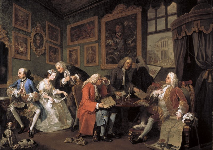 <p>Hogarth. The marraige Contract. Oil on canvas. British Moralist and Satirst</p>