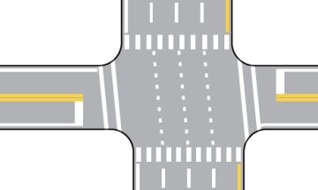 <p>Left and right parallel lines before the intersection</p>