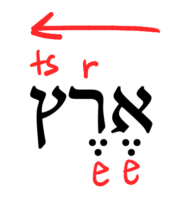 <p>(f) Land, earth, ground- “erets” like aerated lawn</p>