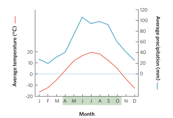 <p>what biome does this climate chart represent?</p>