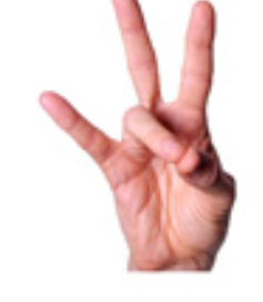 <p>palm facing out ring finger and thumb touch</p>