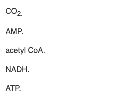 <p><span>Pyruvate dehydrogenase is regulated by all of the following </span><em>except</em></p>