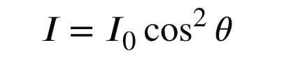 <p>Where Inought is the plane polarised intensity (or I is the intensity that passes through the analyser).</p><p>The angle between polarisation direction and analyser axis.</p>