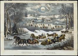 <p>Currier and Ives (publisher), Central Park in Winter, 1868, hand colored lithograph </p>