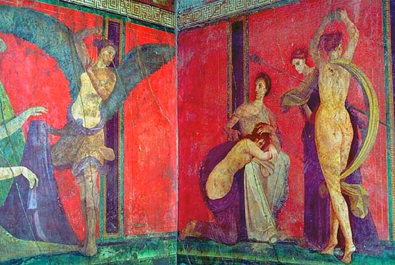 <p>The Background of</p><p><em>The Villa of the Mysteries</em>, near Pompeii, Frescoes</p><p>ca. 50 B.C.E.</p>