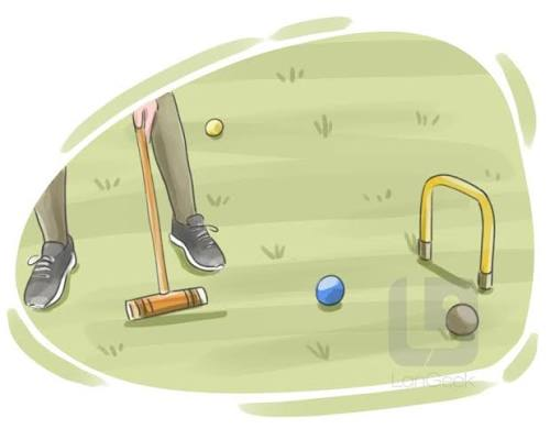 <p>croquet (n) /kɹoʊˈkeɪ/ /ˈkroʊ.keɪ/ croquet is a sport which have developed since 19th century in England.</p>