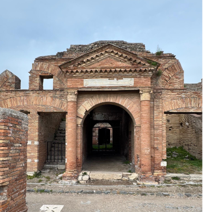 <p><span style="background-color: transparent;">Horrea Epagathiana, Ostia</span></p><ul><li><p><span style="background-color: transparent;">145-150 AD</span></p></li><li><p><span style="background-color: transparent;">Owned by two freedmen, Epagathus and Epaphroditus</span></p></li><li><p><span style="background-color: transparent;">Raised floors in grain building to prevent mold</span></p></li><li><p><span style="background-color: transparent;">Multi-storied structure</span></p></li><li><p><span style="background-color: transparent;">Common style/format Horrea</span></p></li><li><p><span style="background-color: transparent;">Shops attached</span></p></li><li><p><span style="background-color: transparent;">Courtyard</span></p></li></ul><p></p>