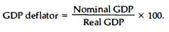 <p>100 times the ratio of nominal GDP to real GDP in that year. </p><p>EX: If Nominal GDP is $100B and Real GDP is $80, what is the____________? (used to determine how output has changed over time) </p><p>($100B/$80B)x100 = $125B</p>