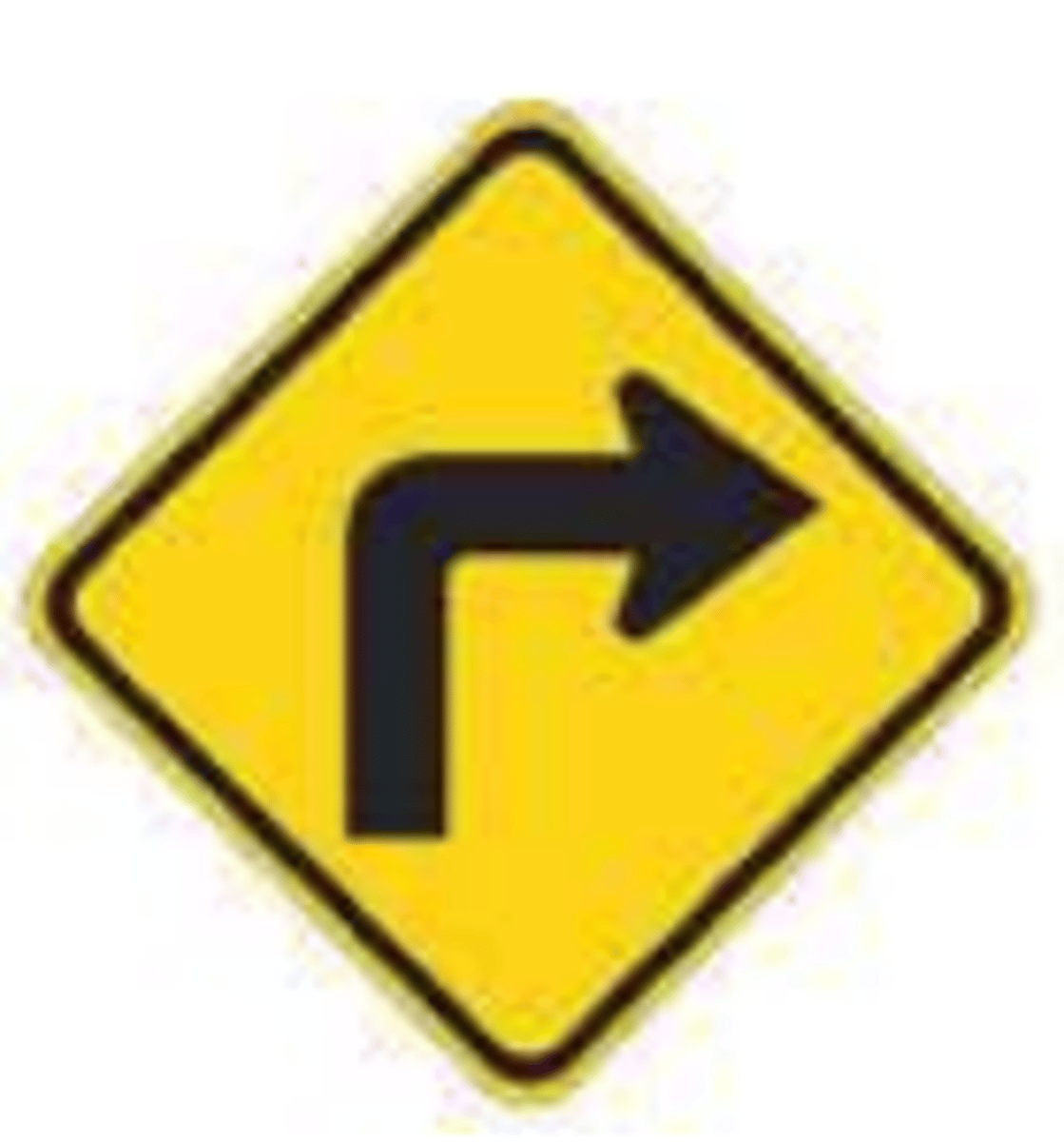 <p>A warning sign indicating a sharp turn in the road.</p>