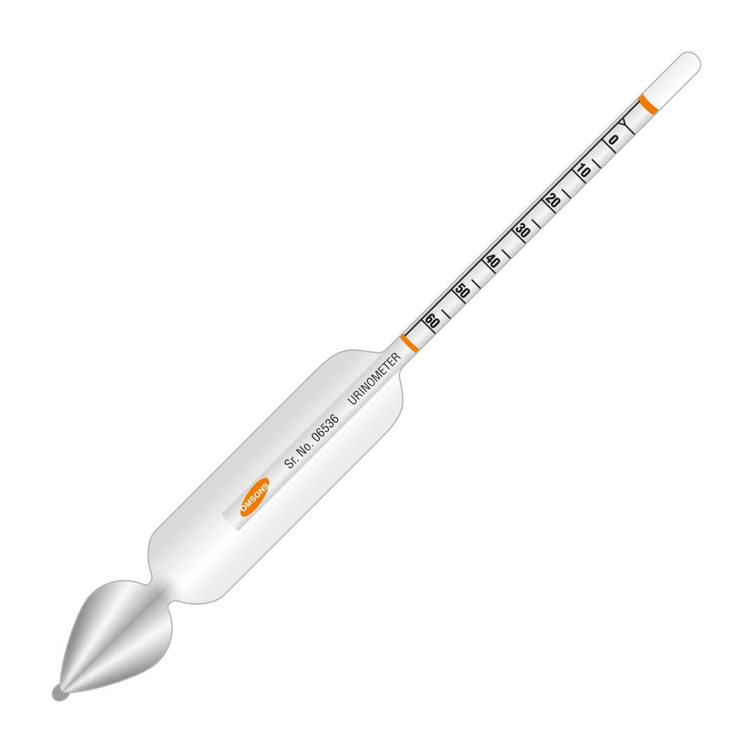 <p>An instrument used to measure the <strong>specific gravity of urine</strong>, which helps assess urine concentration and kidney function.</p>