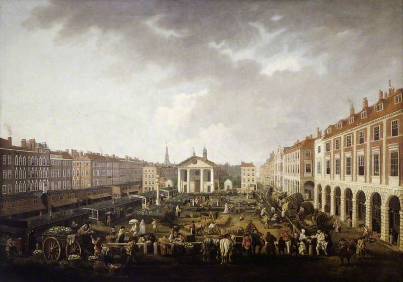 <ul><li><p>London’s first example of town planning, laid out as “an estate for gentlemen” on behalf of the landlord it was commissioned to, the earl of Bedford </p></li><li><p>It was / is a large square formed by uniform houses built over arcaded loggias in the Italian manner </p></li><li><p>It included (the old) St. Paul’s Cathedral, which, like the classical temple of the Tuscan order, stood at one end of the piazza, where a fruit and vegetable market was opened </p></li></ul><ul><li><p>Located just north of the strand</p></li></ul><p></p>