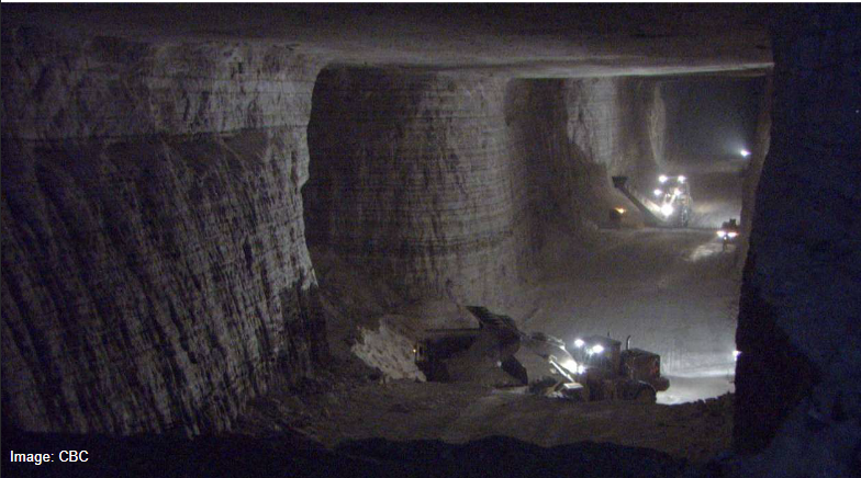 <p>• World’s largest underground salt mine</p><p>• 7 km2, extending under Lake Huron</p>