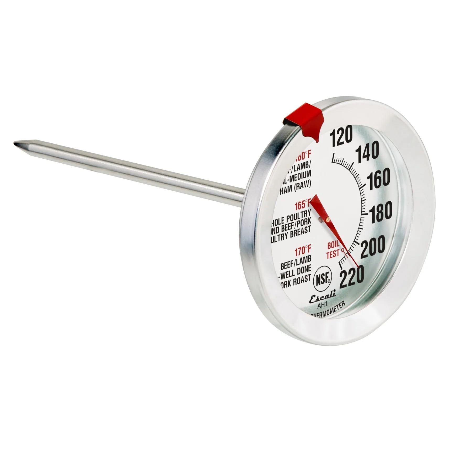 <p>This temperature-measuring utensil is inserted into meat to determine its internal temperature and degree of doneness.</p>