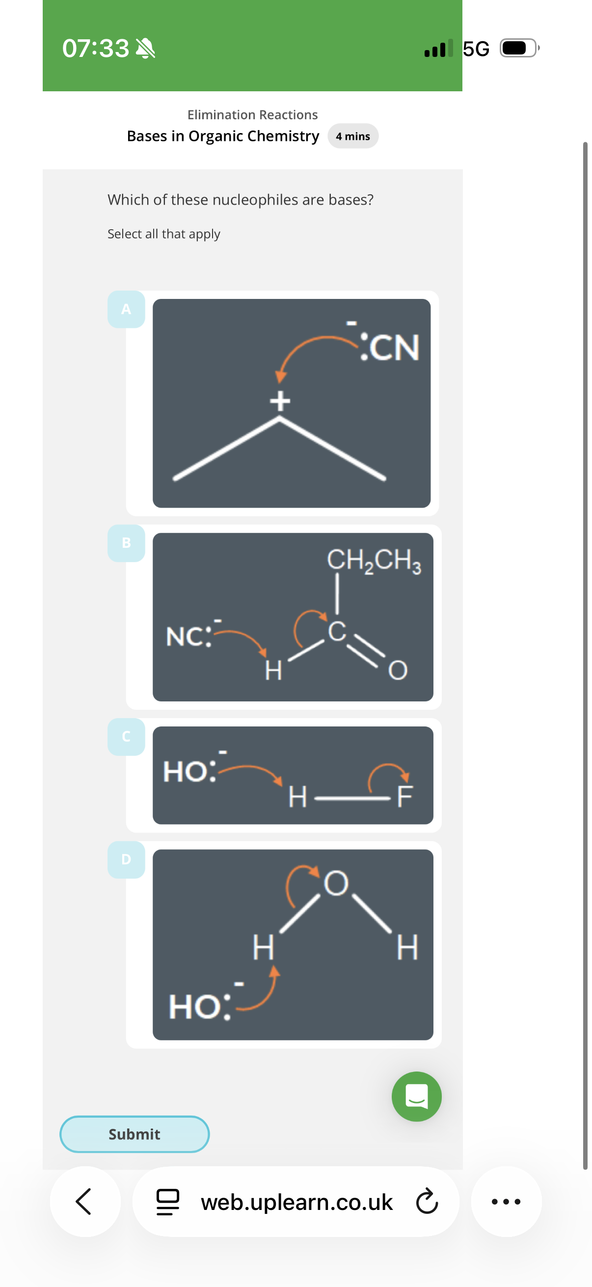 <ol><li><p>Proton acceptor (they have negative charges) (When a species accepts a proton, we say it is acting as a base)</p></li><li><p>B</p></li><li><p>Nucleophiles. 4. Bases</p></li></ol><ol start="5"><li><p>B,C,D</p></li></ol><p></p>