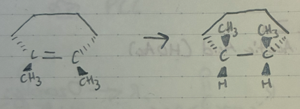 <p>Catalytic Hydrogenation</p><p>H2 added cis</p>