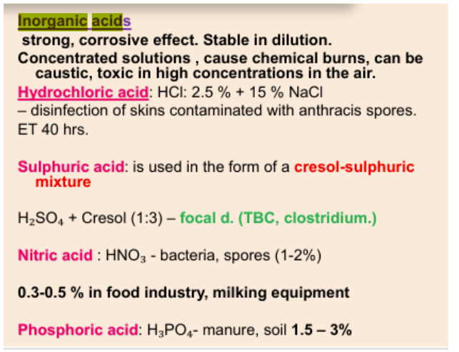 <p>Inorganic acids: Preparations, mechanism of action, properties, using in %</p>