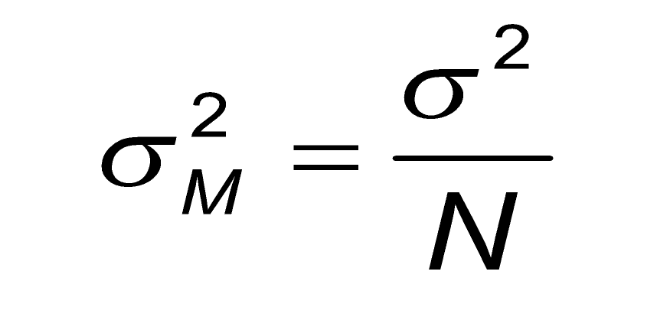 <p>the variance of a distribution of means is the variance of the population of individuals divided by the number of individuals in each sample</p>