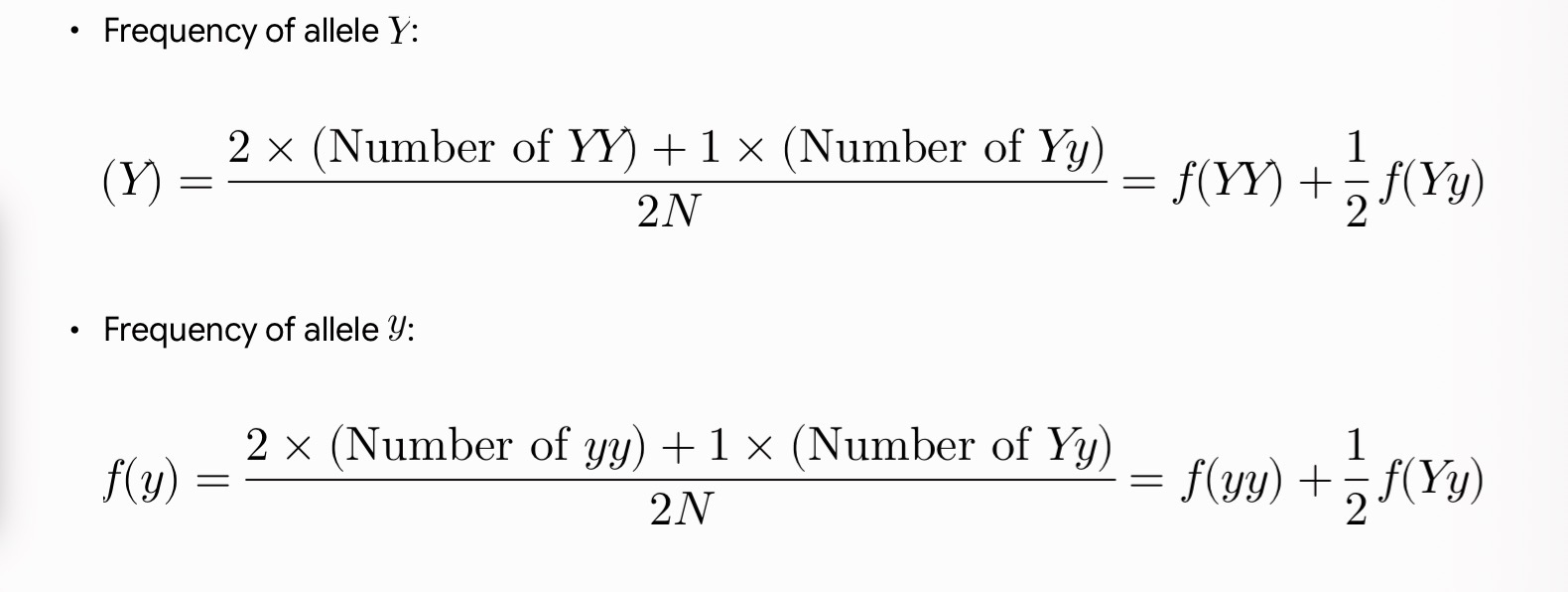 <p>To calculate allele frequencies directly from observed genotype. numbers. </p>