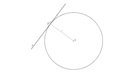 <p>A line that intersects a circle at one point </p>