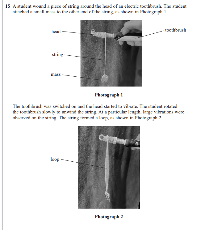 <p>Explain how the vibrations of the toothbrush head caused the loop to form. (5)</p>