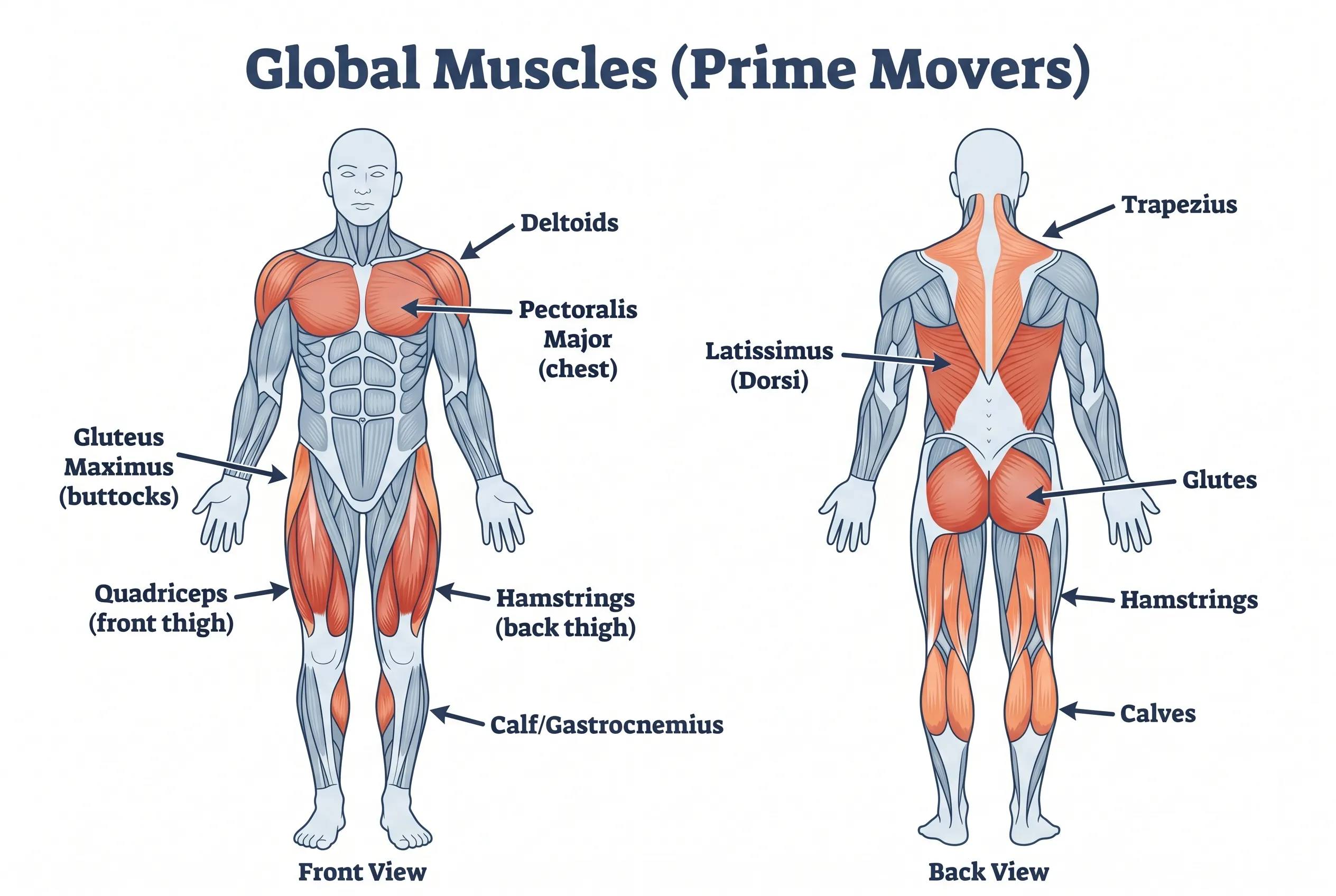 <p>Outer-Core muscles are (global movers) > prod mvmnt / contrb to larger-scale force gen; (muscles are?</p>