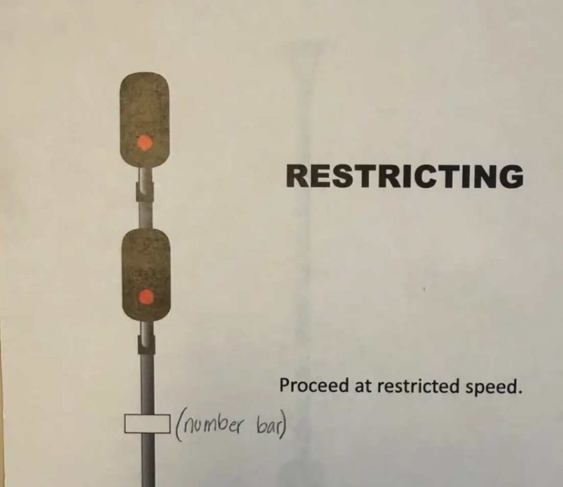 <p>Proceed at restricted speed. </p>