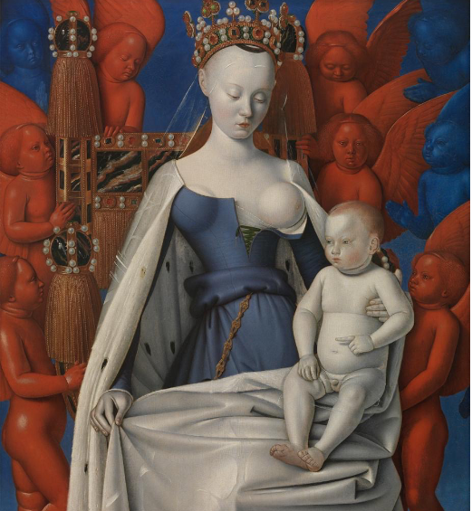 <p>Jean Fouquet (c. 1452)</p><p>-Radical idealization of the Virgin Mary as Agnes Sorel, a mistress of the King of France </p><p>-used northern oil painting witch is using oil and tempera </p>