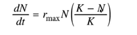 <p>This is a model that describe how a population grows quickly at first, then slows down, and eventually levels of when it reaches the ______ _____ (K).</p><p>It is illustrated as an S-shaped curve, and when it levels of it reflect the maximum number of individuals an environment can sustain, and it is referred to this.<strong> (is the maximum number of individuals an environment can support over time without running out of resources)(remember both density-dependent and density-independent limting factors can cause a population to reach a ______-______)</strong></p><p>Under certain conditions, a population can temporally exceeds the ______-______ however limting factors will always bring population size back down, and remember fluctuation in population size can naturally occur at or near _____-______.</p><p>The formal that is used to represses this type of growth would be: (dN/dt) = RmaxN((K-N)/K))</p><p>Specifically: </p><ol><li><p>dN = Change in population size</p></li><li><p>dt = change in time </p></li><li><p>N = population size </p></li><li><p>K = Carrying capacity </p></li><li><p>rmax = maximum per capital growth rate of population</p></li></ol><p></p>