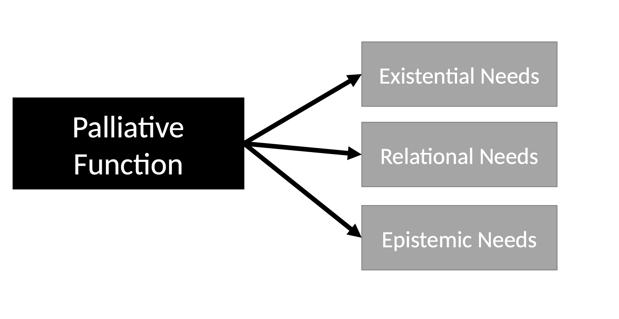 <p><strong>Existential needs: </strong>reduces threat + insecurity</p><p><strong>Relational needs: </strong>Need to share similar perceptions of the world with others</p><p><strong>Epistemic needs:</strong> Reduce uncertainty &amp; ambiguity</p>