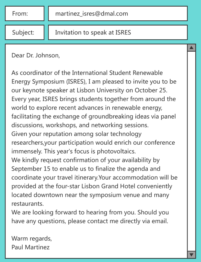 <p><span>What can be inferred about Dr.Johnson's participation in the symposium?</span></p>