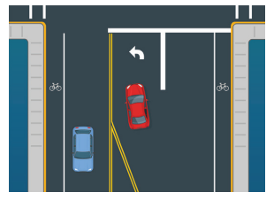 <p>Solid white lines.</p>