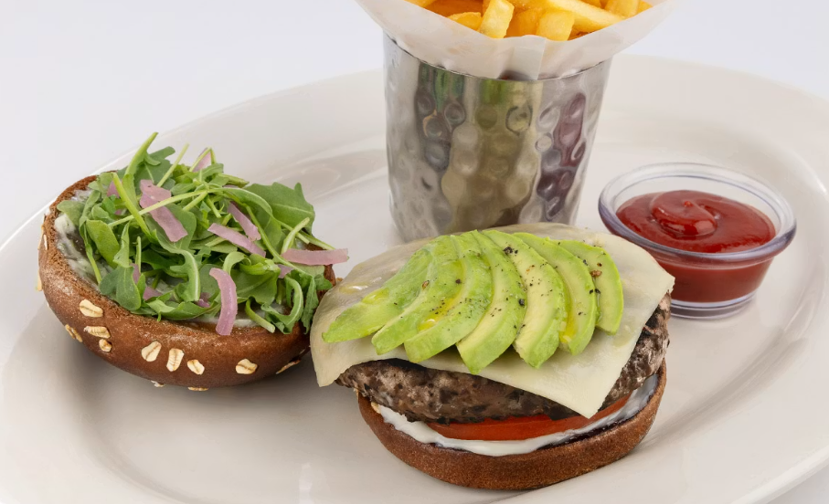 <p>Combined with Fresh Mushrooms, Garlic and Spices. Charbroiled with Fontina Cheese, Avocado, Tomato, Arugula and Marinated Onion. Served on our "Brown Bread" Bun with Garlic Aioli</p>