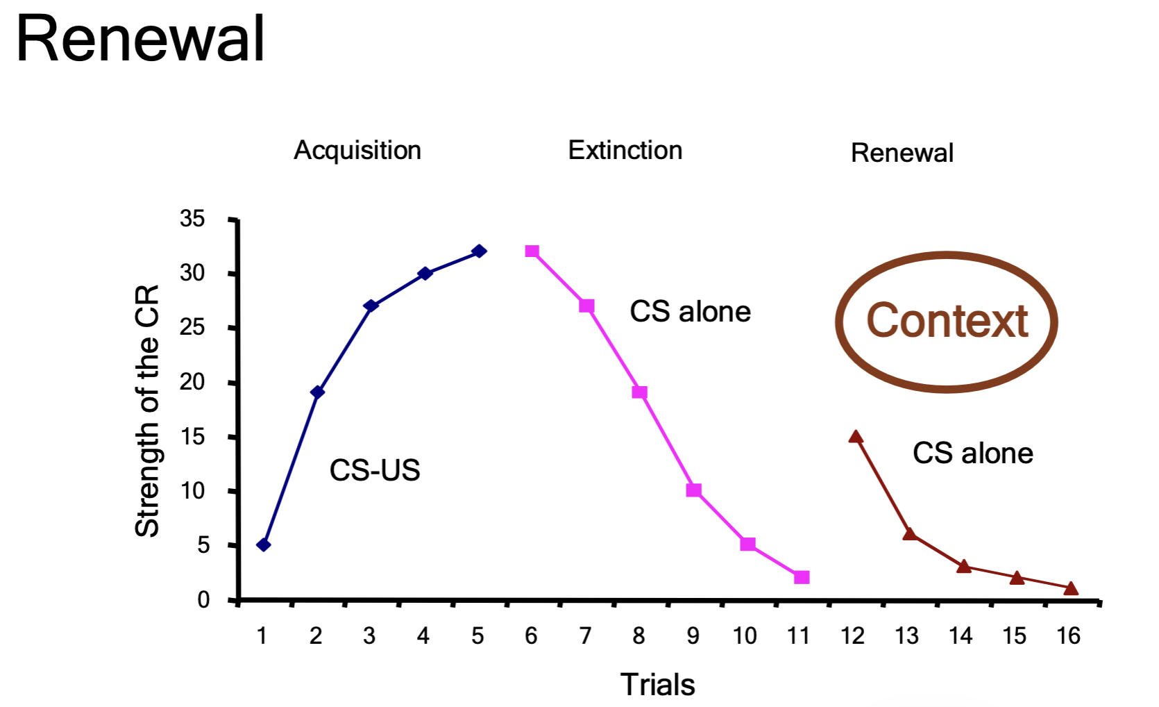 <p>The renewal of the conditioned response due to a change in context.</p>