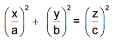 <p>x^2/a^2 + y^2/b^2 = z^2/c^2</p>